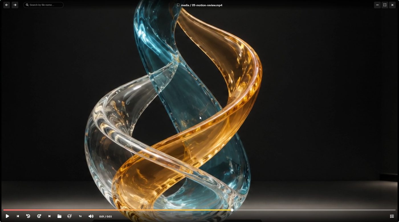 A video being stepped through frame by frame in full screen